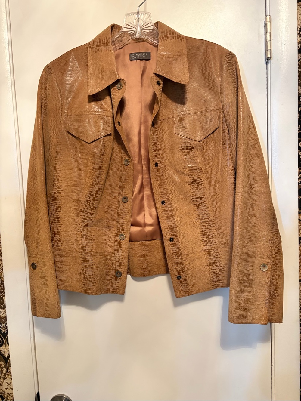 Classiques Entier Tan Faux-Snakeskin Leather Jacket